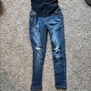 LED skinny ankle maternity jeans